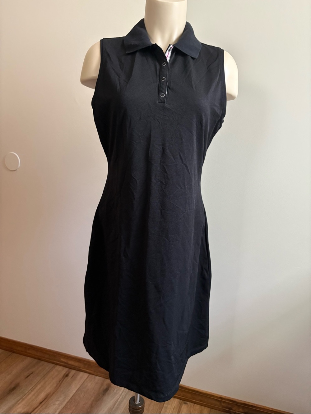 Tahari Sleeveless Polo Black Sporty Casual Dress Size Medium